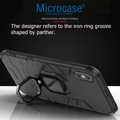 Microcase Xiaomi Redmi Poco M7 Pro 5G/Redmi Note 14 5G ile Uyumlu Batman Serisi Yüzük Standlı Armor Kılıf - Siyah AL3349