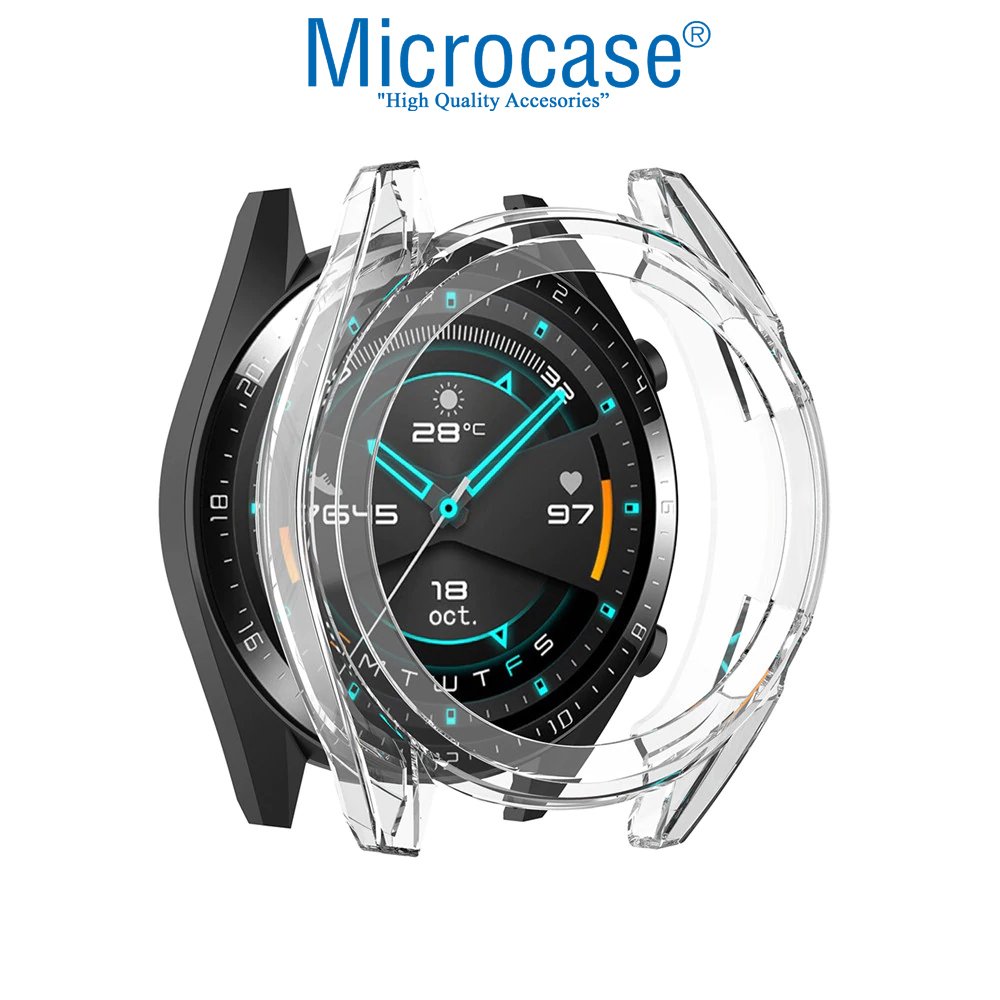 Microcase Huawei Watch GT Önü Açık Silikon Kılıf - Şeffaf