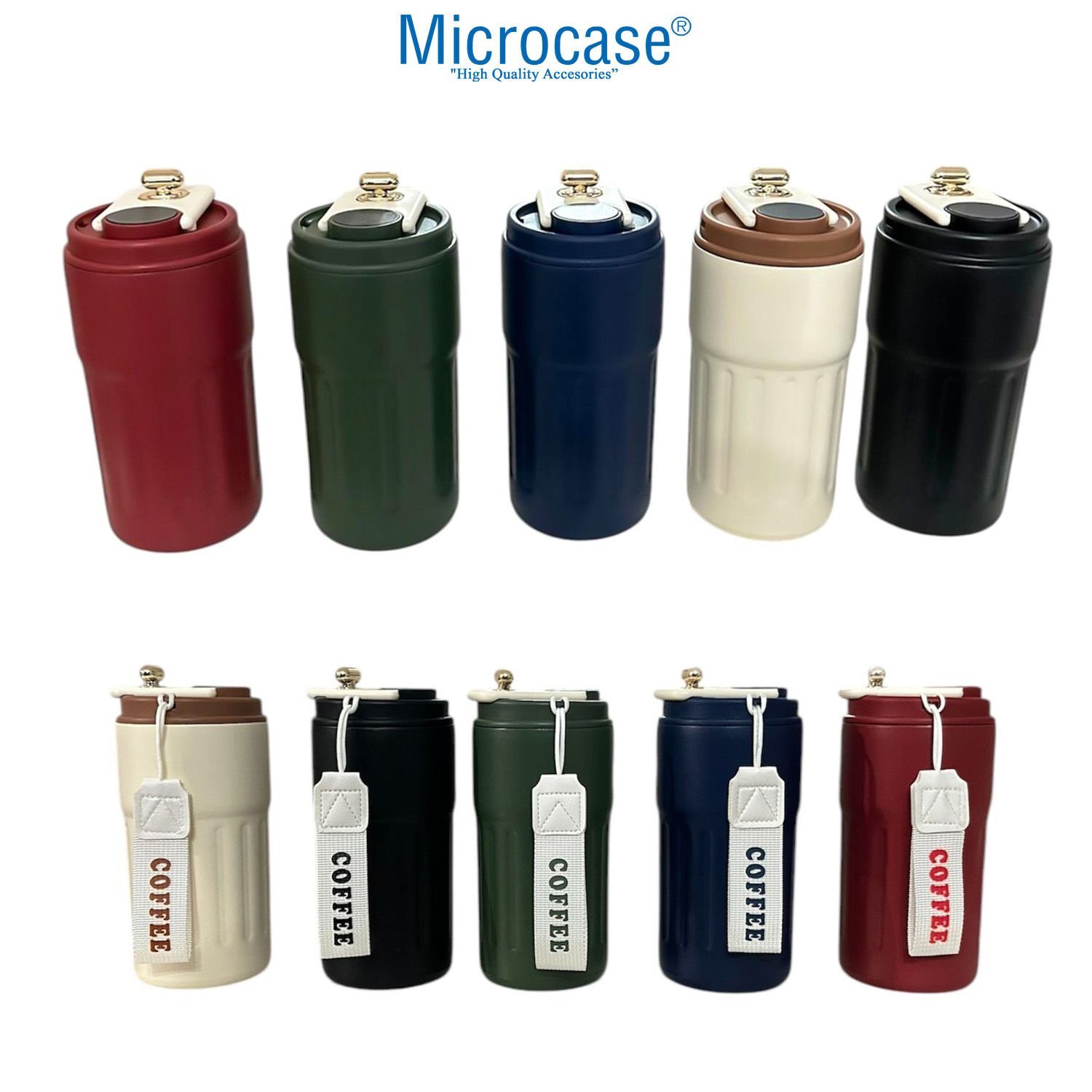 Microcase 304 Paslanmaz Çelik 450 Ml Bilek Askılı Derece Göstergeli Termos Bardak Mug - AL5024