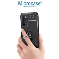 Microcase Oppo A16 Focus Serisi Yüzüklü Kılıf - Siyah