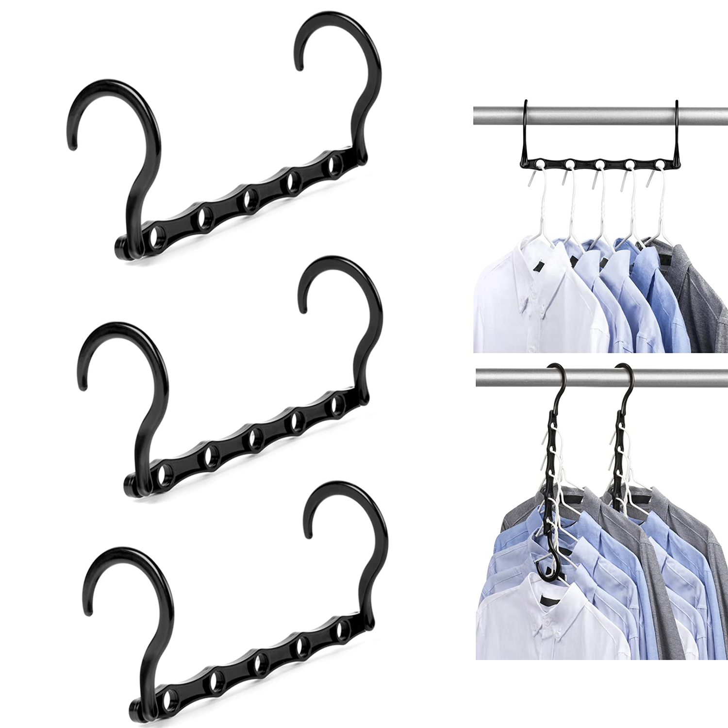 Microcase 5 Delikli Çok İşlevli Katlanabilir Askı Düzenleyici Organizer 3 Adet AL5358