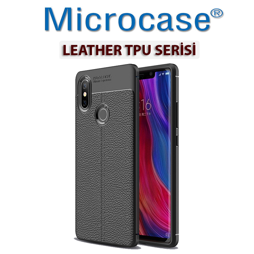 Microcase Xiaomi Mi 8 Leather Tpu Silikon Kılıf + Tempered Cam