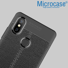 Microcase Xiaomi Mi 8 Leather Tpu Silikon Kılıf + Tempered Cam
