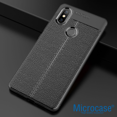Microcase Xiaomi Mi 8 Leather Tpu Silikon Kılıf + Tempered Cam