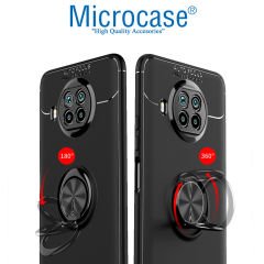 Microcase Xioami Mi 10i Focus Serisi Yüzük Standlı Silikon Kılıf - Siyah