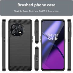 Microcase OnePlus 11 Global Brushed Carbon Fiber Silikon Kılıf - Siyah AL3332