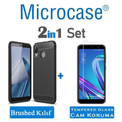 Zenfone Max (M1) ZB555KL Brushed CarbonFiberSilikon TPU Kılıf+CAM