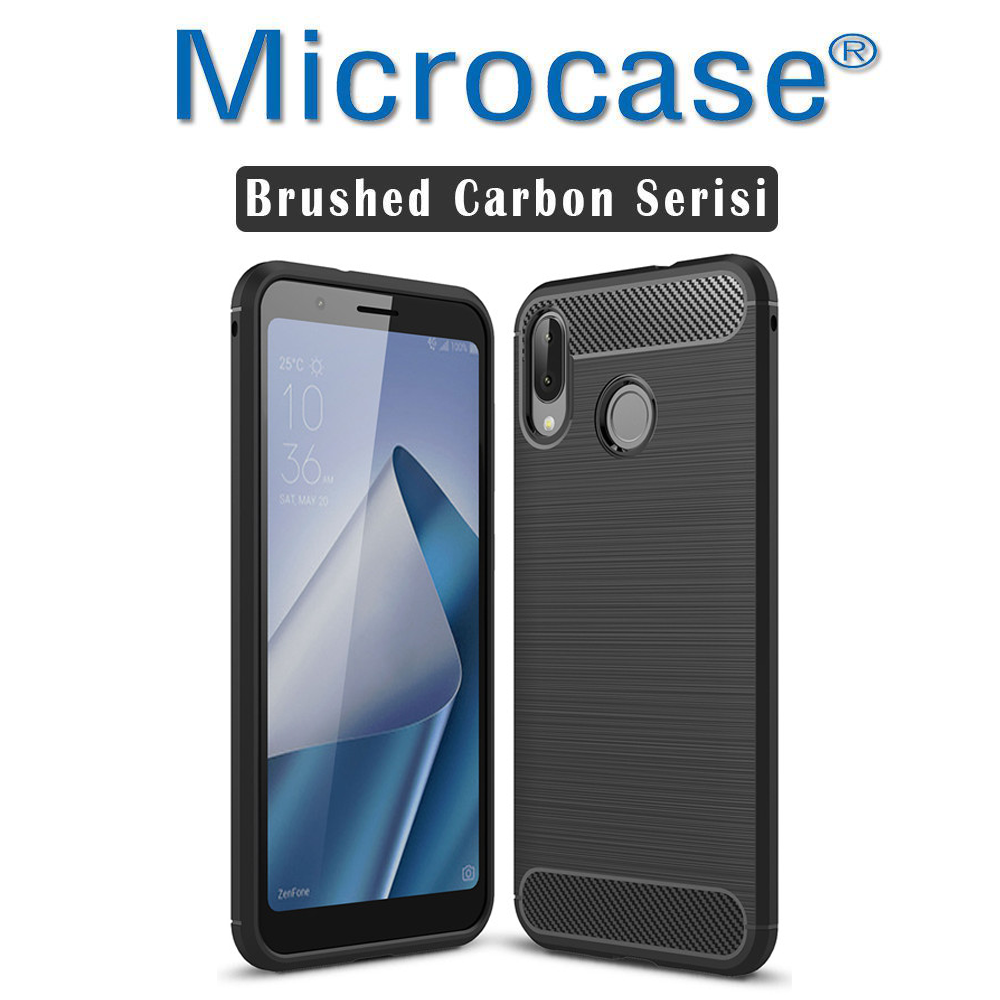 Zenfone Max (M1) ZB555KL Brushed CarbonFiberSilikon TPU Kılıf+CAM
