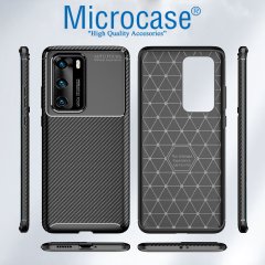 Microcase Xiaomi Poco F2 Pro Pro Maxy Serisi Carbon Fiber Silikon TPU Kılıf - Siyah