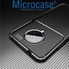 Microcase Xiaomi Poco F2 Pro Pro Maxy Serisi Carbon Fiber Silikon TPU Kılıf - Siyah