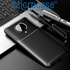 Microcase Xiaomi Poco F2 Pro Pro Maxy Serisi Carbon Fiber Silikon TPU Kılıf - Siyah