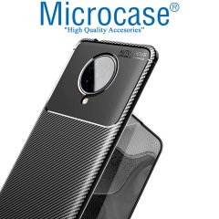 Microcase Xiaomi Poco F2 Pro Pro Maxy Serisi Carbon Fiber Silikon TPU Kılıf - Siyah