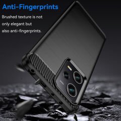 Microcase Xiaomi Poco x5 Pro 5G Brushed Carbon Fiber Silikon Kılıf - Siyah AL3332