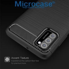 Microcase Samsung Galaxy A02s Brushed Carbon Fiber Silikon Kılıf - Siyah