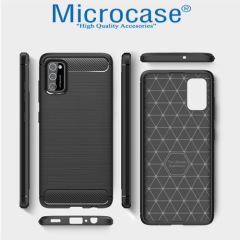 Microcase Samsung Galaxy A02s Brushed Carbon Fiber Silikon Kılıf - Siyah