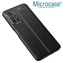 Microcase Xiaomi Redmi Note 11 Leather Serisi Silikon Kılıf - Siyah