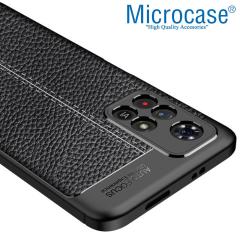 Microcase Xiaomi Redmi Note 11T 5G Leather Serisi Silikon Kılıf - Siyah