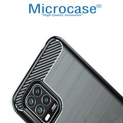 Microcase Xiaomi Mi 10 Lite - Mi 10 Youth 5G Brushed Carbon Fiber Silikon Kılıf - Siyah