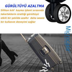 Microcase  Silikon  Aşınmaya Dayanıklı Ses Önleyici Bavul Tekerlek Kılıfı Düz Kalıp-AL4548  4 Adet Siyah