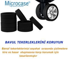 Microcase  Silikon  Aşınmaya Dayanıklı Ses Önleyici Bavul Tekerlek Kılıfı Düz Kalıp-AL4548  4 Adet Siyah