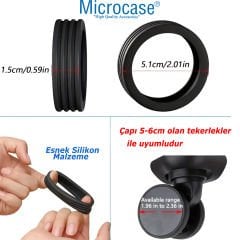 Microcase  Silikon  Aşınmaya Dayanıklı Ses Önleyici Bavul Tekerlek Kılıfı Düz Kalıp-AL4548  4 Adet Siyah