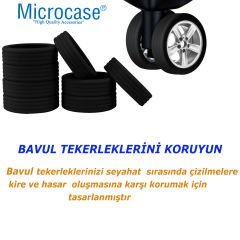 Microcase  Silikon  Aşınmaya Dayanıklı Ses Önleyici Bavul Tekerlek Kılıfı Düz Kalıp-AL4548  8 Adet Siyah