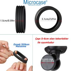 Microcase  Silikon  Aşınmaya Dayanıklı Ses Önleyici Bavul Tekerlek Kılıfı Düz Kalıp-AL4548  8 Adet Siyah