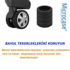 Microcase  Silikon  Aşınmaya Dayanıklı Ses Önleyici Bavul Tekerlek Kılıfı Tırtıklı Kalıp-AL4549  4 Adet Siyah