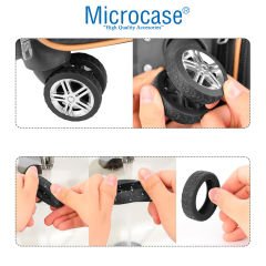 Microcase  Silikon  Aşınmaya Dayanıklı Ses Önleyici Bavul Tekerlek Kılıfı Tırtıklı Kalıp-AL4549  4 Adet Siyah
