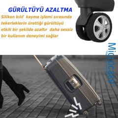 Microcase  Silikon  Aşınmaya Dayanıklı Ses Önleyici Bavul Tekerlek Kılıfı Tırtıklı Kalıp-AL4549  4 Adet Siyah