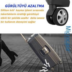 Microcase  Silikon  Aşınmaya Dayanıklı Ses Önleyici Bavul Tekerlek Kılıfı Tırtıklı Kalıp-AL4549  4 Adet Siyah