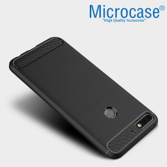 Huawei Y7 2018 London Brushed CarbonFiber Silikon TPU Kılıf+CAM