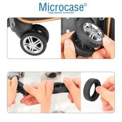 Microcase  Silikon  Aşınmaya Dayanıklı Ses Önleyici Bavul Tekerlek Kılıfı Tırtıklı Kalıp-AL4549  8 Adet Siyah