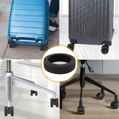 Microcase  Silikon  Aşınmaya Dayanıklı Ses Önleyici Bavul Tekerlek Kılıfı Tırtıklı Kalıp-AL4549  8 Adet Siyah