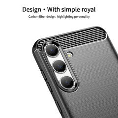 Microcase Samsung S24 Brushed Carbon Fiber Silikon Kılıf - Siyah AL3332