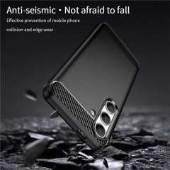 Microcase Samsung S24 Brushed Carbon Fiber Silikon Kılıf - Siyah AL3332