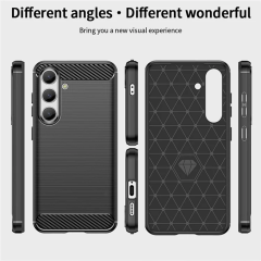 Microcase Samsung S24 Brushed Carbon Fiber Silikon Kılıf - Siyah AL3332