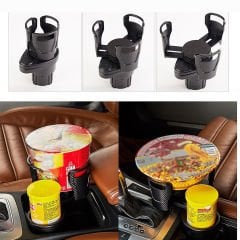 Microcase 2in1 Fonksiyonel Araç İçi Şişe Bardak İçecek Tutucu Çift Kupa Dönebilir Tasarım - AL3479 Karbon