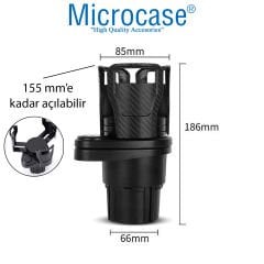 Microcase 2in1 Fonksiyonel Araç İçi Şişe Bardak İçecek Tutucu Çift Kupa Dönebilir Tasarım - AL3479 Karbon