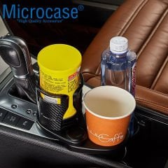 Microcase 2in1 Fonksiyonel Araç İçi Şişe Bardak İçecek Tutucu Çift Kupa Dönebilir Tasarım - AL3479 Karbon