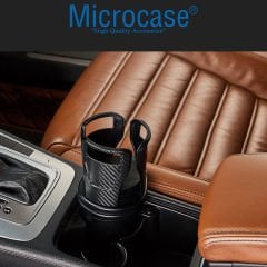 Microcase 2in1 Fonksiyonel Araç İçi Şişe Bardak İçecek Tutucu Çift Kupa Dönebilir Tasarım - AL3479 Karbon