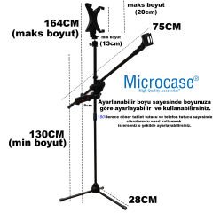 Microcase 7in1 Set Mikrofon Tablet ve Telefon Tutuculu 180 Derece Döner Ayarlanabilir Mikrofon Standı AL4533