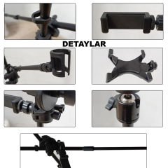 Microcase 7in1 Set Mikrofon Tablet ve Telefon Tutuculu 180 Derece Döner Ayarlanabilir Mikrofon Standı AL4533