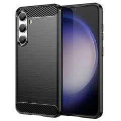 Microcase Samsung S24 Plus  Brushed Carbon Fiber Silikon Kılıf - Siyah AL3332