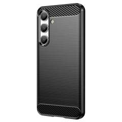 Microcase Samsung S24 Plus  Brushed Carbon Fiber Silikon Kılıf - Siyah AL3332