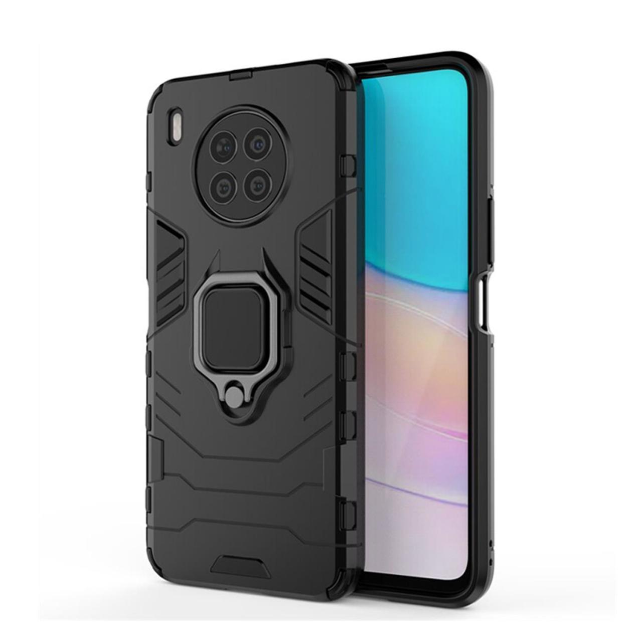 Microcase Huawei Nova 8i Batman Yüzüklü Armor Kılıf - Siyah