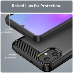 Microcasse Samsung Galaxy A05  Brushed Carbon Fiber Silikon Kılıf - Siyah AL3332