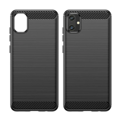 Microcasse Samsung Galaxy A05  Brushed Carbon Fiber Silikon Kılıf - Siyah AL3332