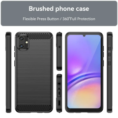 Microcasse Samsung Galaxy A05  Brushed Carbon Fiber Silikon Kılıf - Siyah AL3332