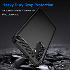 Microcase Samsung A15 5G Brushed Carbon Fiber Silikon Kılıf - Siyah AL3332